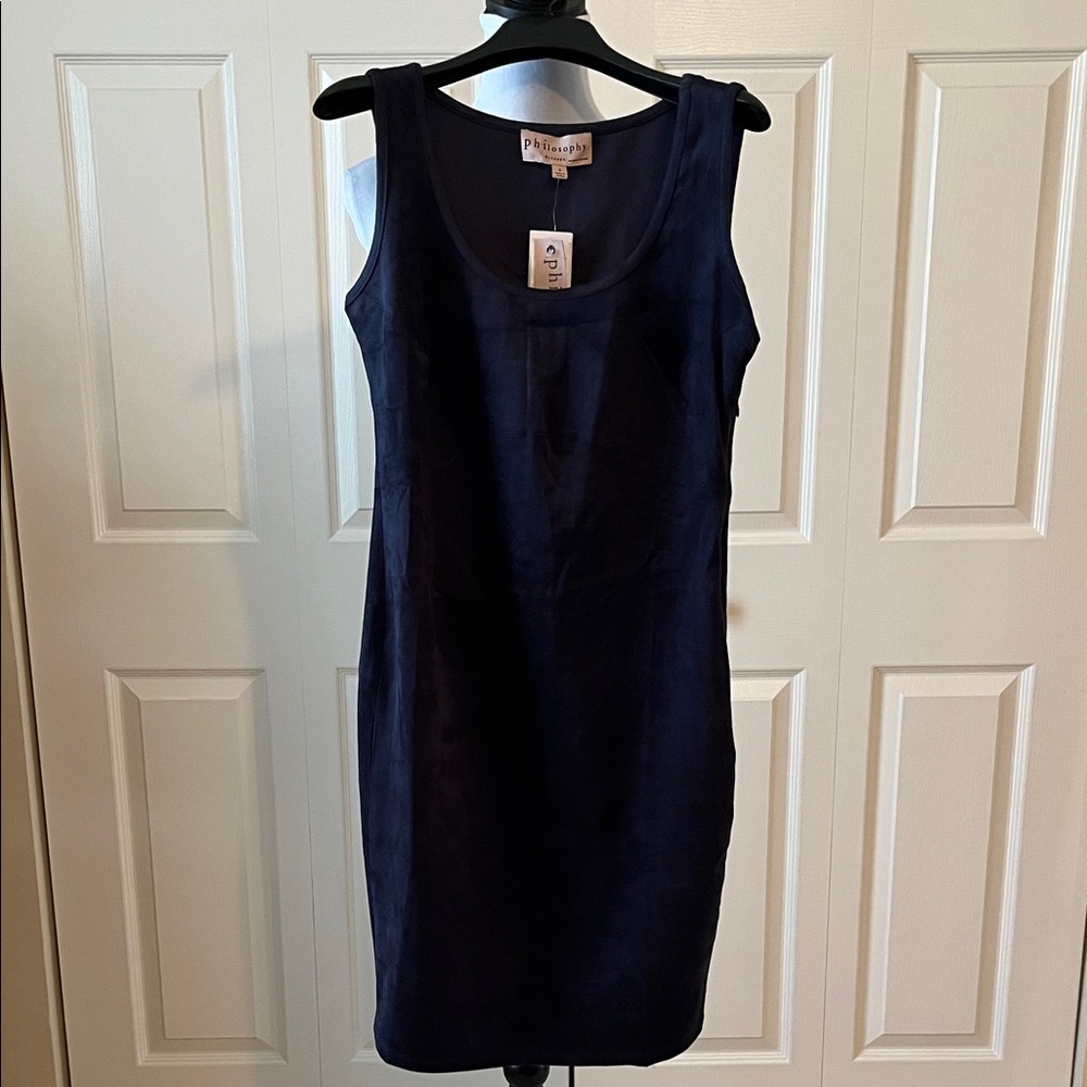 Philosophy Deep Blue Mini Dress - Faux Suede